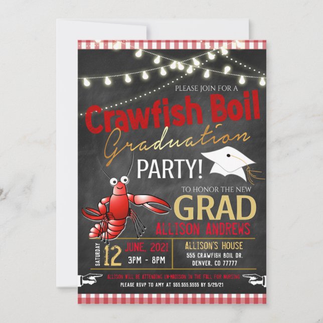 Crawfish Boil Graduation Party Invitation (Front)