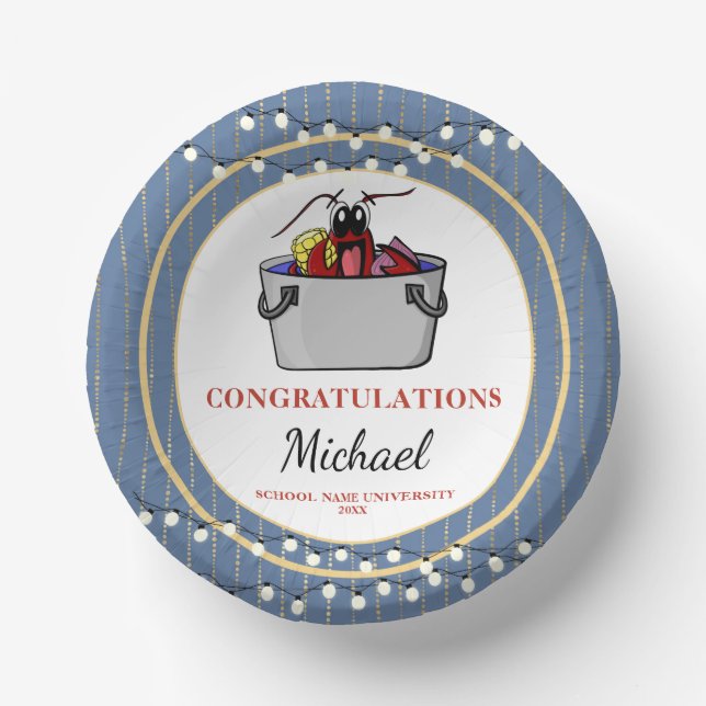 Crawfish Boil Graduation Party Paper Plate (Front)