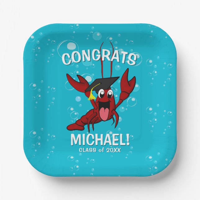 Crawfish Boil Graduation Party Paper Plate (Front)