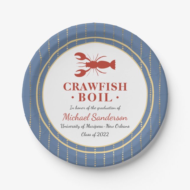 Crawfish Boil Graduation Party Paper Plate (Front)