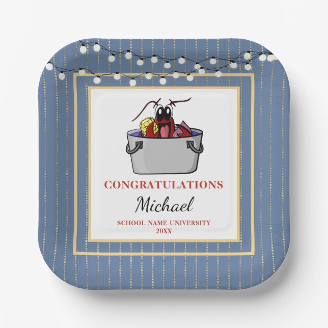 Crawfish Boil Graduation School Event Paper Plate (Front)