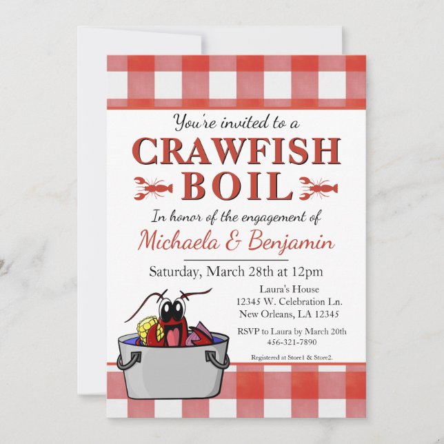 Crawfish Boil Lobster Barbecue Engagement Party Invitation (Front)