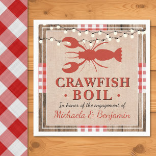 Crawfish Boil Lobster Engagement Party Rustic Napkin
