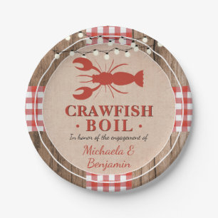 Crawfish Boil Lobster Engagement Party Rustic Paper Plate