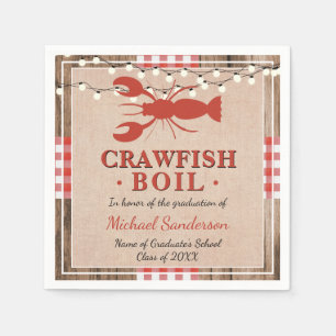 Crawfish Boil Lobster Graduation Party Rustic Napkin