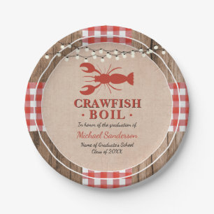 Crawfish Boil Lobster Graduation Party Rustic Paper Plate