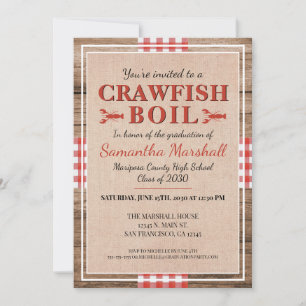 Crawfish Boil Lobster High School Graduation Party Invitation