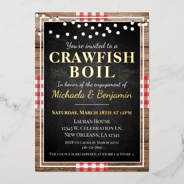Crawfish Boil Lobster Rustic Engagement Party (Front)