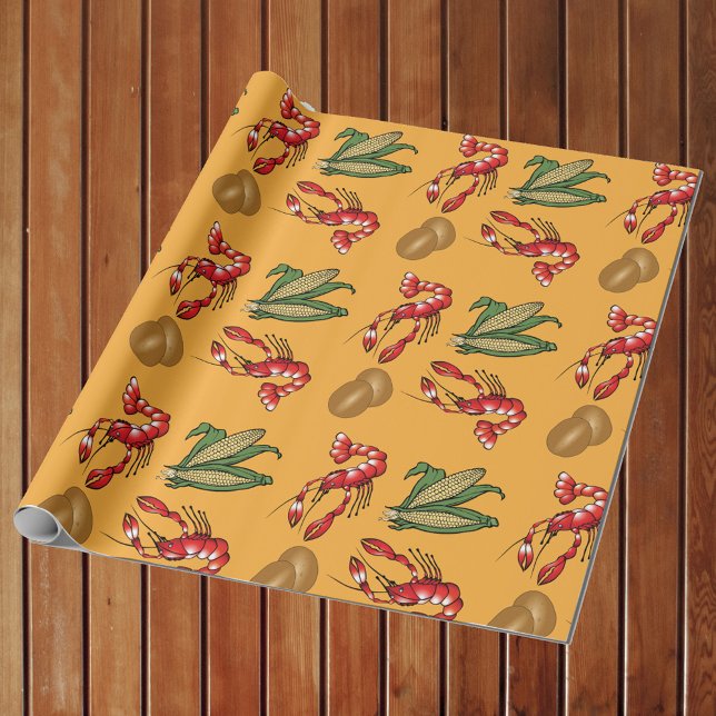 Crawfish Boil Mudbugs Corn and Potatoes Wrapping Paper (Creator Uploaded)