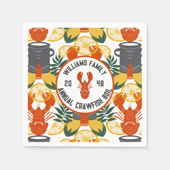 Crawfish Boil Party –Cajun Seafood Celebration Napkin (Front)