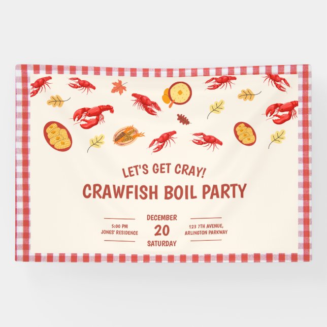 Crawfish Boil Party Picnic Celebration Banner (Horizontal)