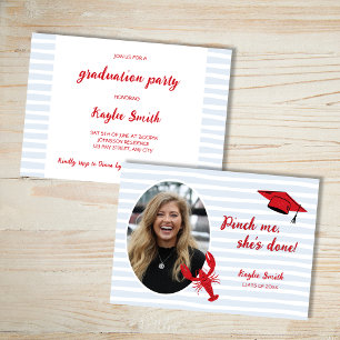 Crawfish Boil Pinch Me She's Done Photo Graduation Invitation