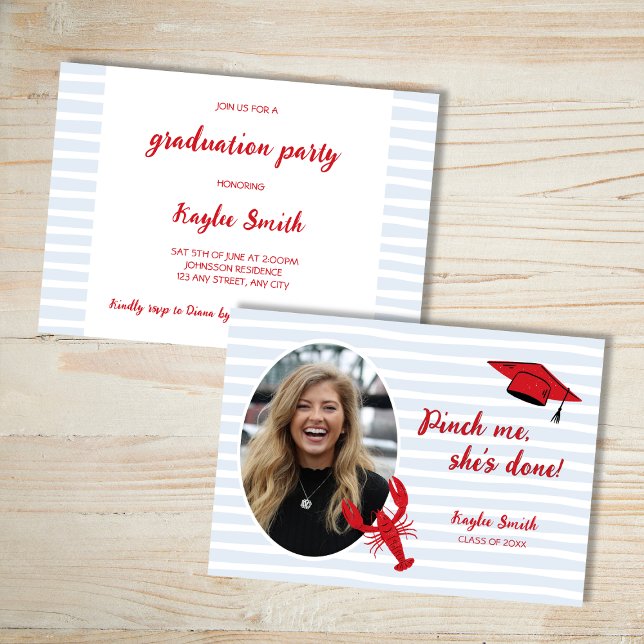 Crawfish Boil Pinch Me She's Done Photo Graduation Invitation (Crawfish Boil Pinch Me She's Done Photo Graduation Invitation)