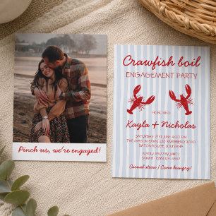 Crawfish Boil Pinch Us Photo Engagement Party Invitation