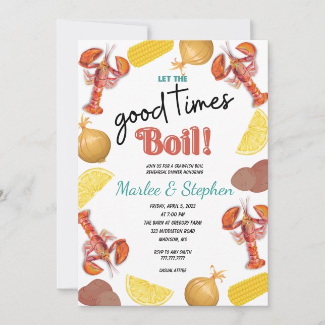 Crawfish Boil Rehearsal Dinner Invitation (Front)