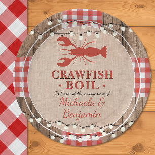 Crawfish Boil Rustic Couples Engagement Party Paper Plate