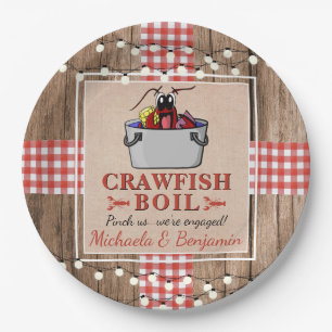 Crawfish Boil Rustic Couples Engagement Party Paper Plate