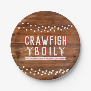 Crawfish Boil Rustic Engagement Party Paper Plate