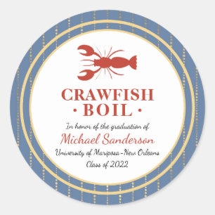 Crawfish Boil Seafood Blue Graduation Party Classic Round Sticker