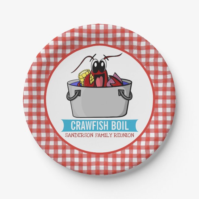Crawfish Boil Seafood Party Picnic Family Reunion Paper Plate (Front)