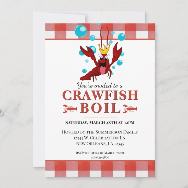 Crawfish Boil Seafood Summer Family Cookout Invitation (Front)