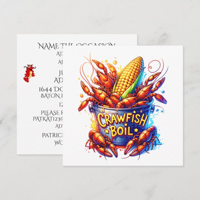 CRAWFISH BOIL - See Back -  Invitation (Front/Back)
