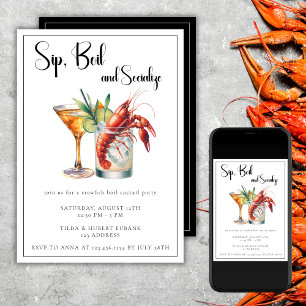 Crawfish Boil Sophisticated Modern Cocktail Party  Invitation