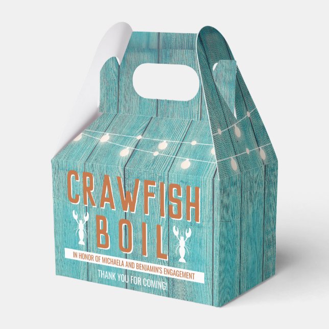 Crawfish Boil Special Event Blue Engagement Party Favour Box (Front Side)