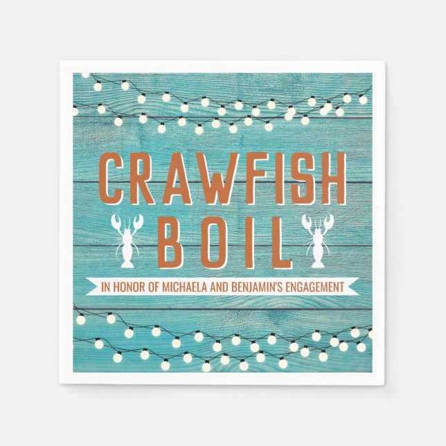 Crawfish Boil Special Event Blue Engagement Party Napkin (Front)