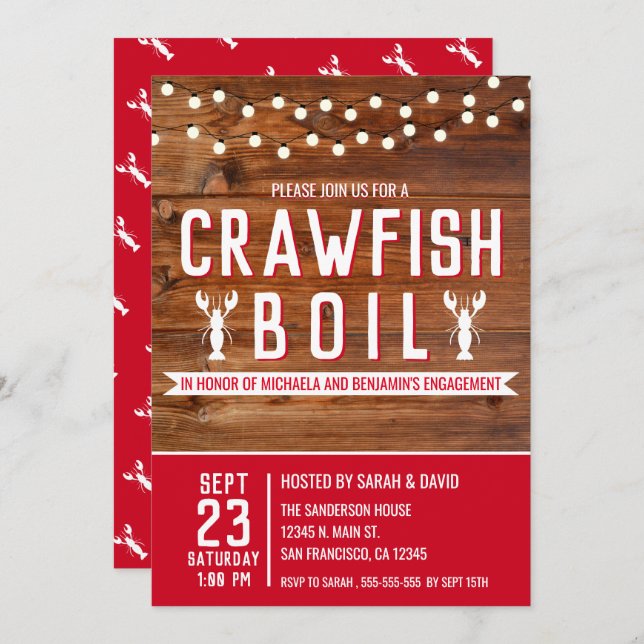 Crawfish Boil Special Event Engagement Party Invitation (Front/Back)