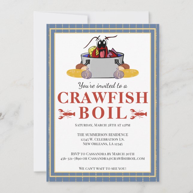 Crawfish Boil Summer Seafood Barbecue Party Invitation (Front)