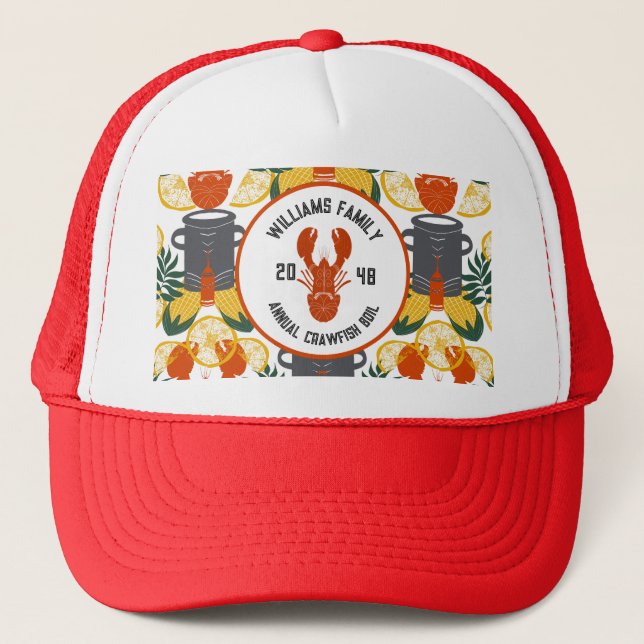 Crawfish Boil Trucker Hat – Cajun Seafood Party (Front)