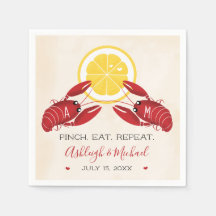 Crawfish Boil Wedding Shower Napkins Monogrammed