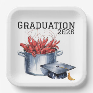 Crawfish & Caps: A Boiled Graduation Celebration  Paper Plate