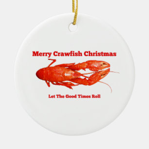 Crawfish Christmas Ceramic Ornament