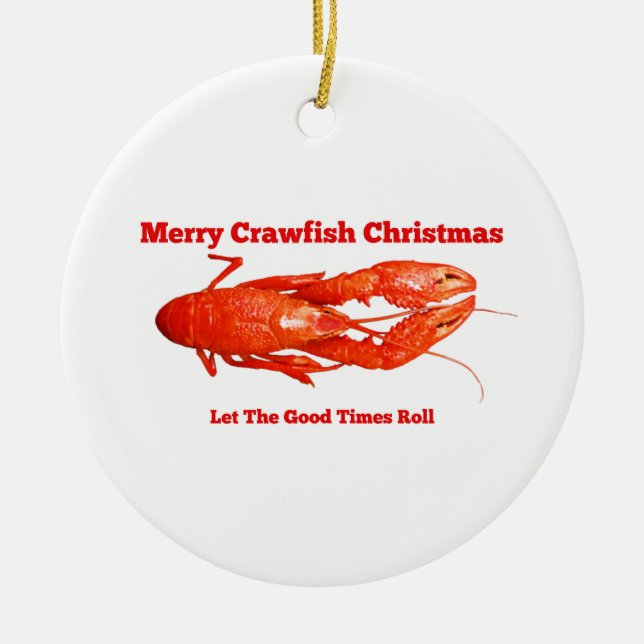 Crawfish Christmas Ceramic Ornament (Front)
