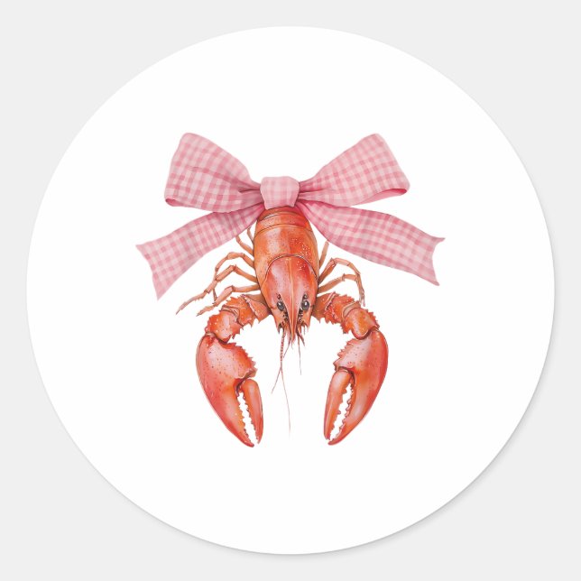 Crawfish Coquette Bow Crawfish Boil Lobster Cajun  Classic Round Sticker (Front)
