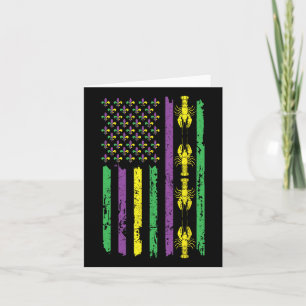 Crawfish Flag Louisiana Beads Mardi Festival Mardi Card