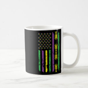 Crawfish Flag Louisiana Beads Mardi Festival Mardi Coffee Mug