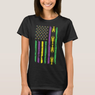 Crawfish Flag Louisiana Beads Mardi Festival Mardi T-Shirt