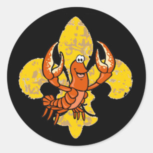Crawfish Fleur De Lis Classic Round Sticker