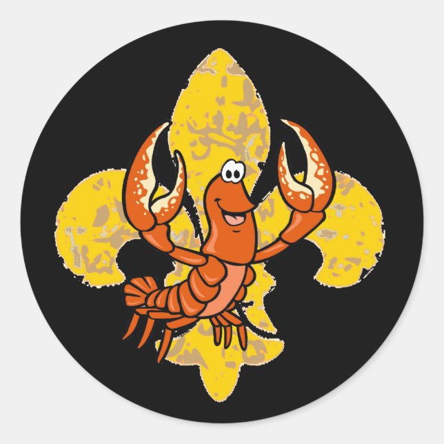 Crawfish Fleur De Lis Classic Round Sticker (Front)