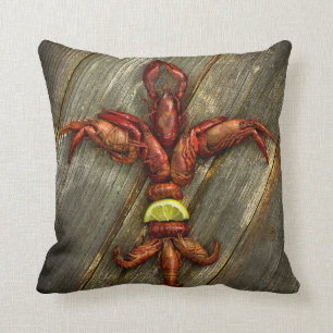 Crawfish Fleur-de-lis Throw Pillow