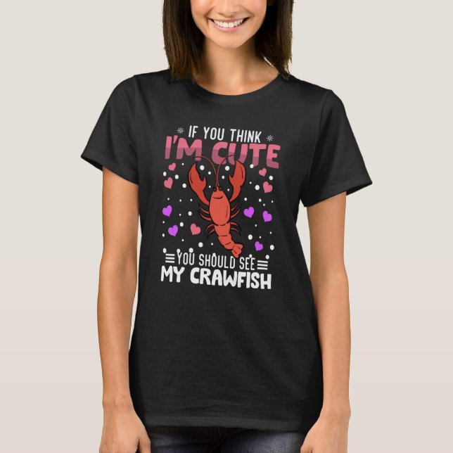 Crawfish Heart Valentine's Day Animal For Womens K T-Shirt (Front)