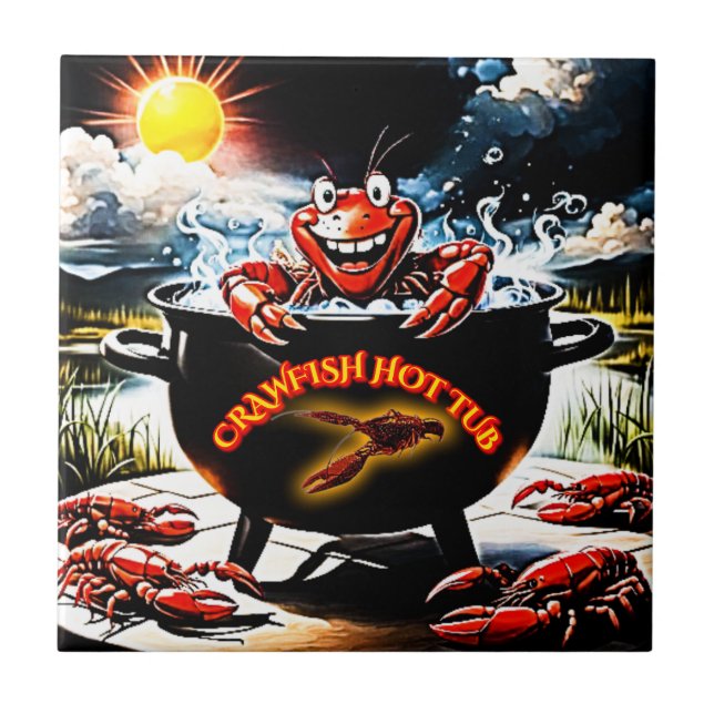 Crawfish Hot Tub Ceramic Tile (Front)