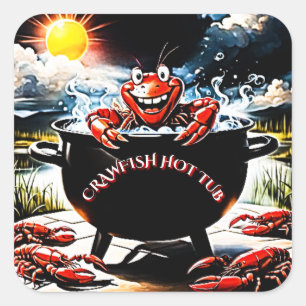 Crawfish Hot Tub Square Sticker