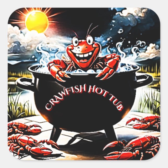 Crawfish Hot Tub Square Sticker (Front)