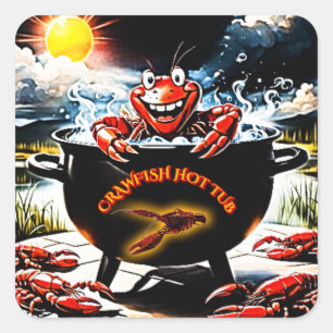 Crawfish Hot Tub Square Sticker