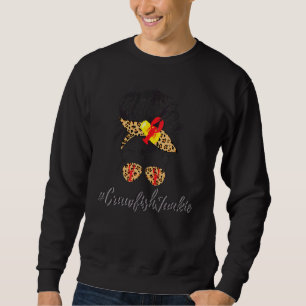 Crawfish Junkie Leopard Women Girls Messy Bun Sung Sweatshirt