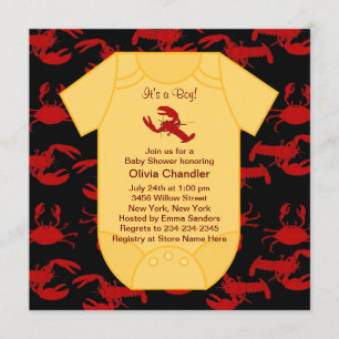 Crawfish Lobster Boy Baby Shower Invitations